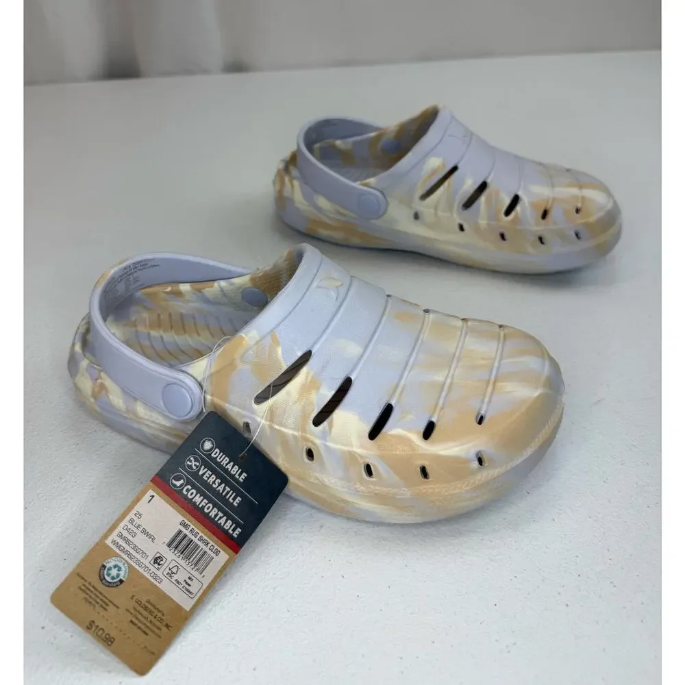 Rugged Shark Girls' Swivel-Strap Clogs Blue Swirl Size 1